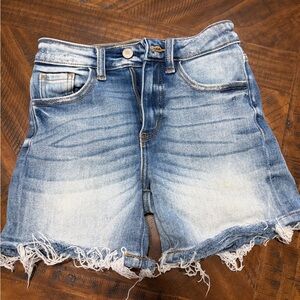 KanCan Blue Frayed Jean Shorts